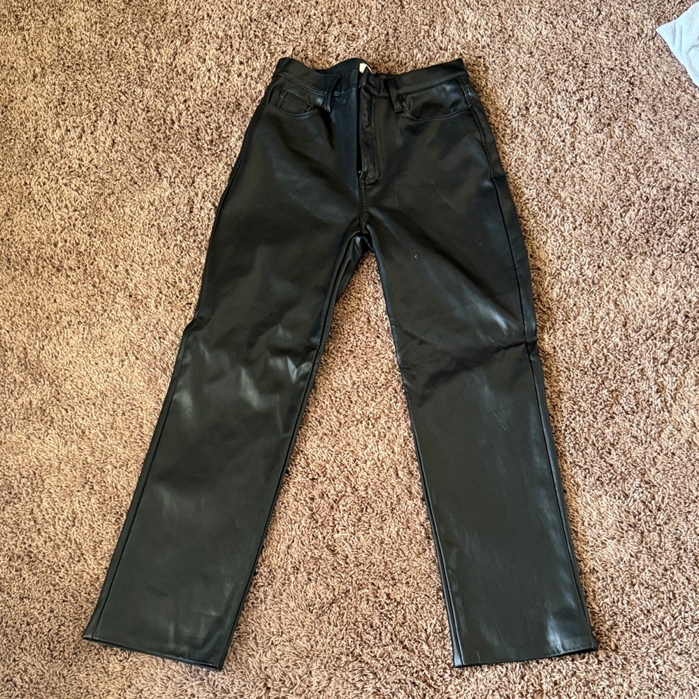 Altar'd State Women's Black Faux Leather Jeans - Classic Straight Fit